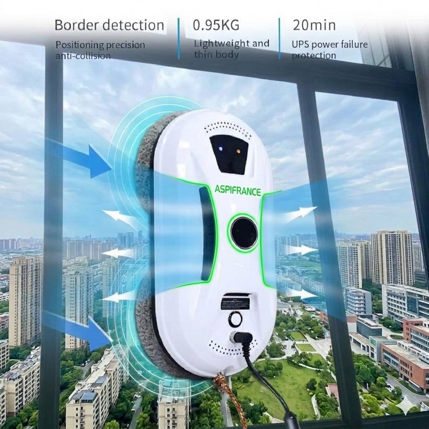 Robot Lave-Vitre RAL-05 - Aspiration 5600Pa & 3 Modes de Nettoyage