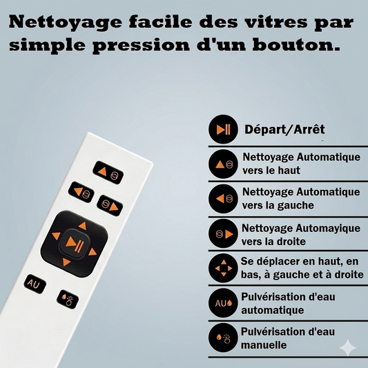 Télécommande compatible robots lave-vitre - détail boutons | Aspi-France