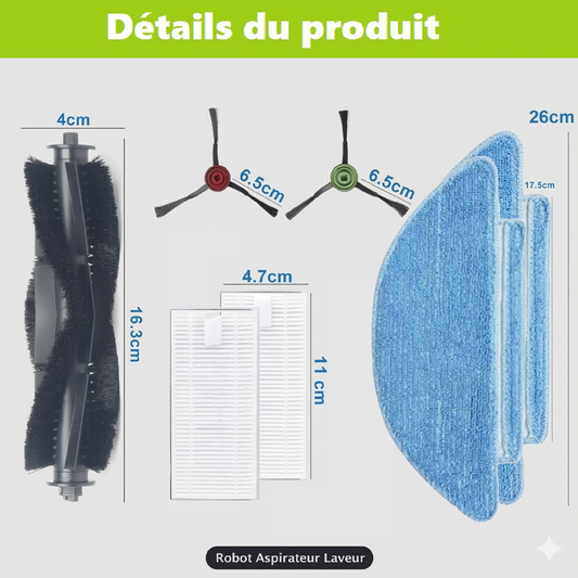 Kit de remplacement complet pour Robot Aspirateur & laveur