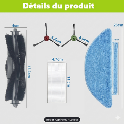 Kit de remplacement complet pour Robot Aspirateur & laveur