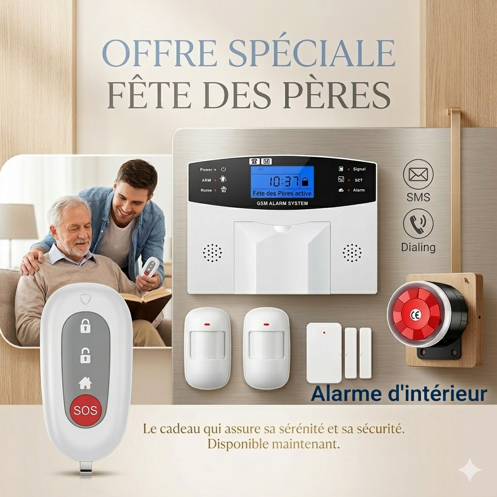 Alarme intérieure connectée - visuel promotionnel Fête des Pères