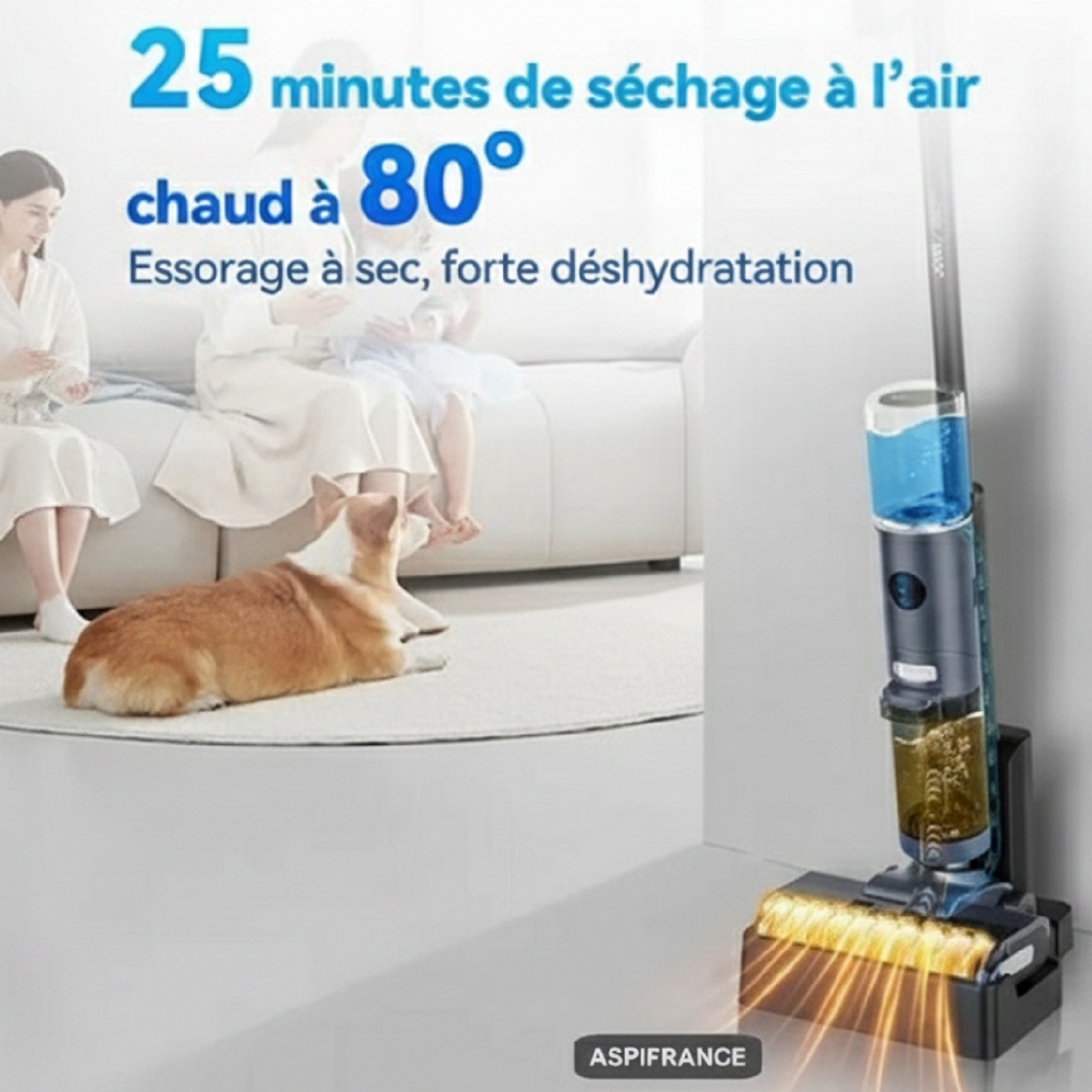 Aspirateur Laveur sans fil JONR ED12 - Essorage de la brosse à l'air chaud 80°