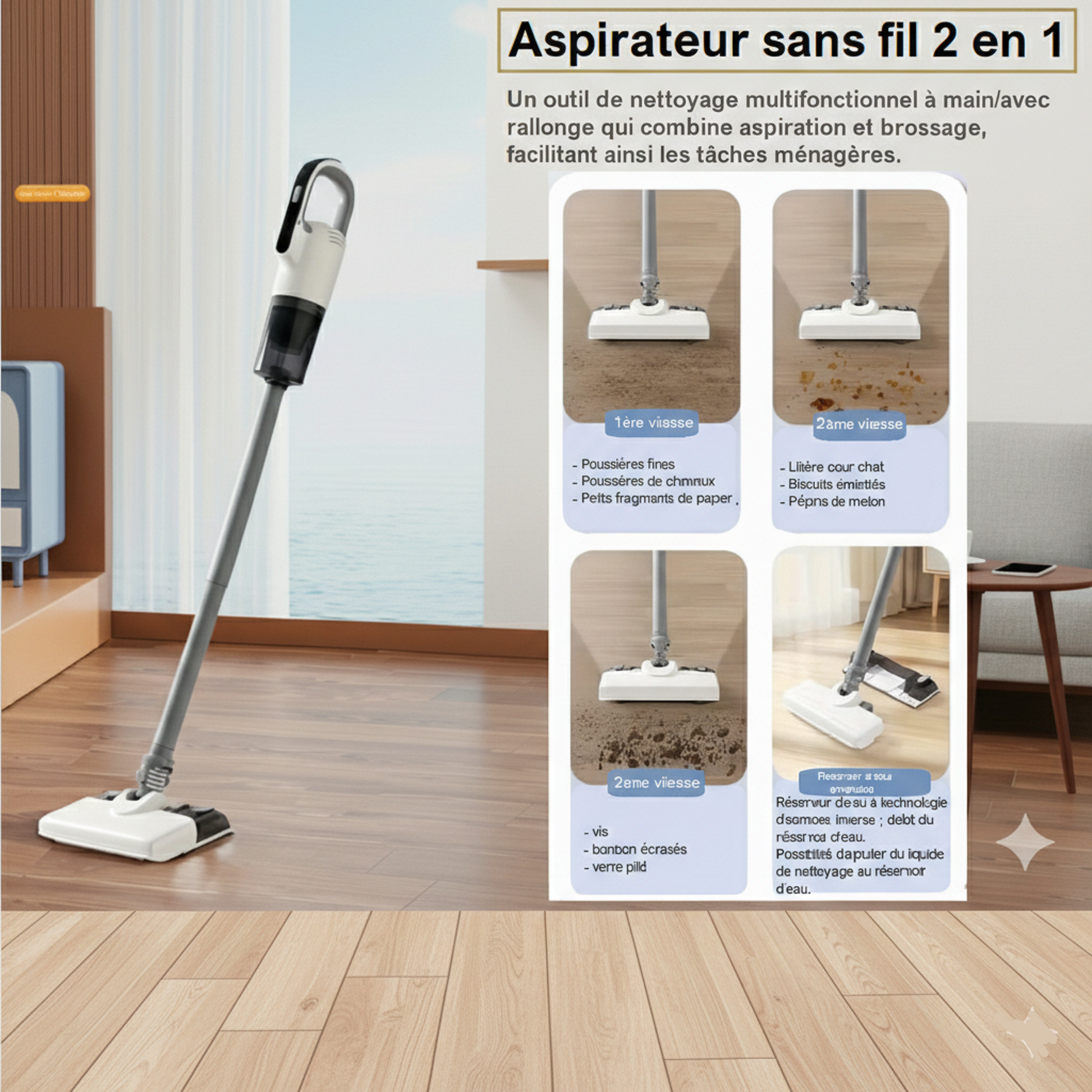 Aspirateur Laveur 2 en 1 First- Modèle BG-02 - Poussières poils boue miettes