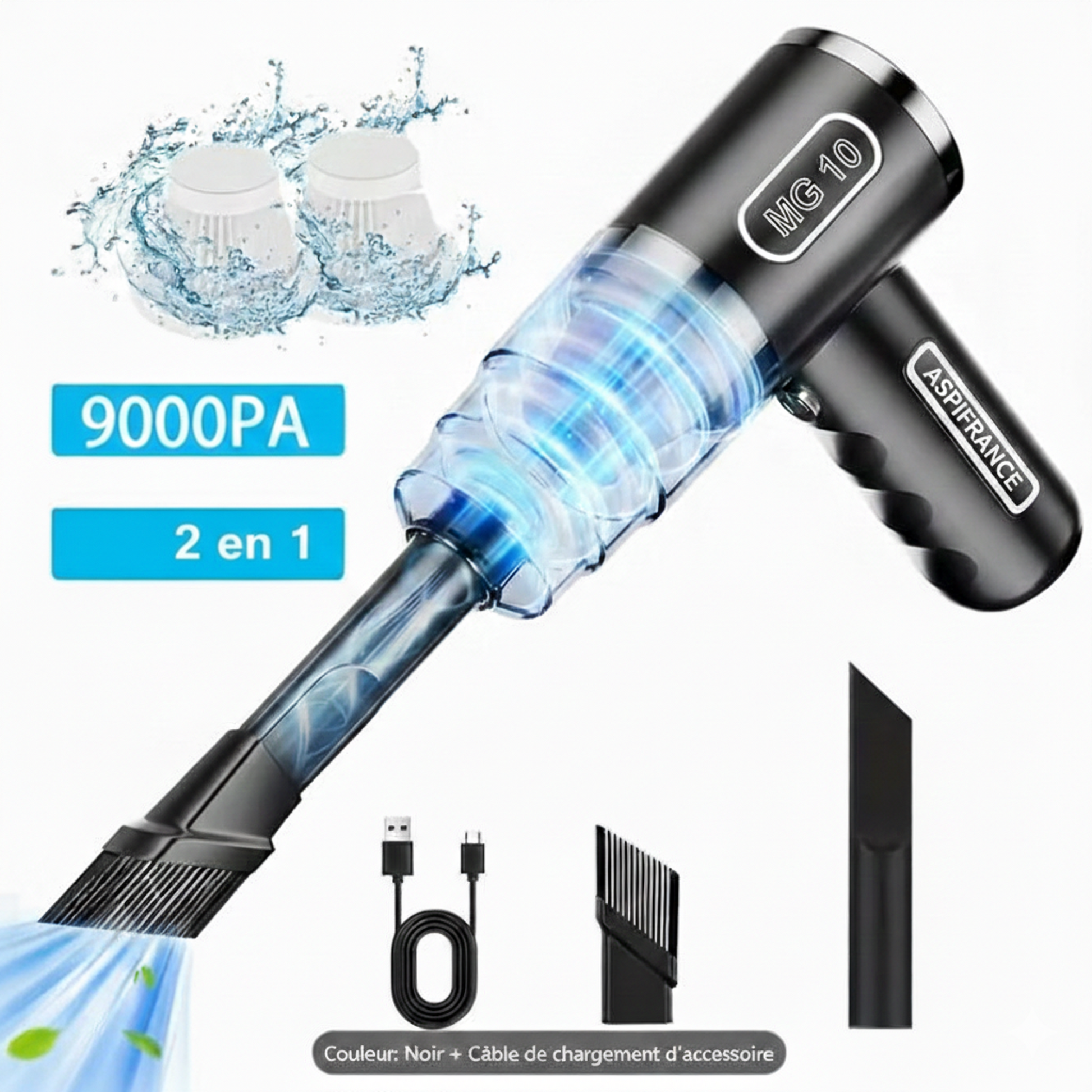 Aspirateur voiture MG-10 une main - utilisation facile | Aspi-France