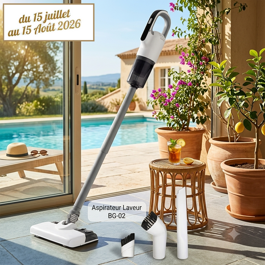 Aspirateur Laveur 2 en 1 BG-02 - Aspire & Lave - Sans Fil Spécial été