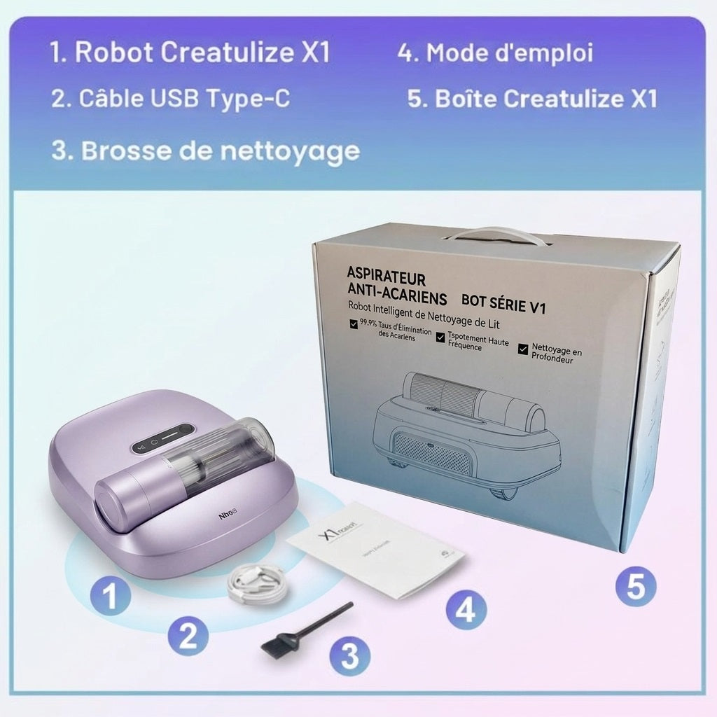 Robot Aspirateur Anti-Acariens BOT Série V1 – Nettoyage Automatique UV 14AW