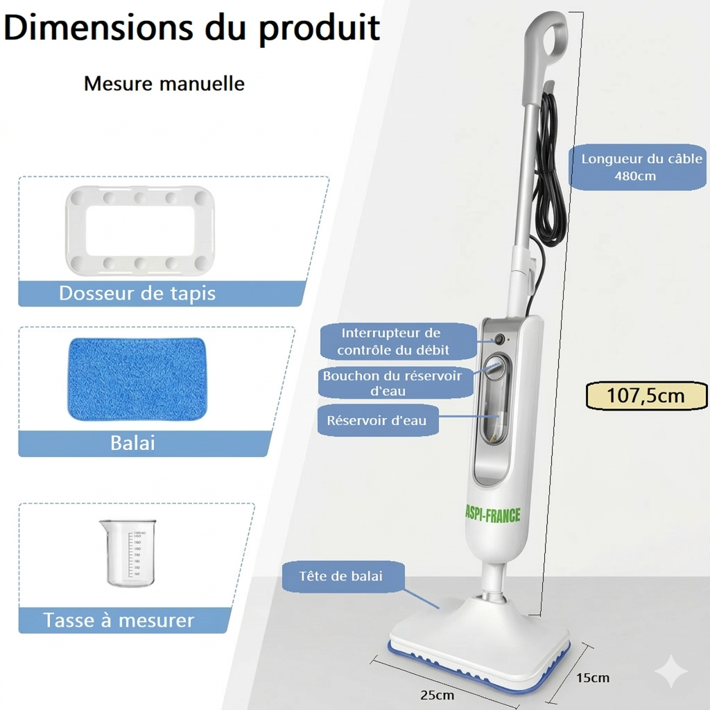 Balai vapeur CD-260 en utilisation sur carrelage | Aspi-France