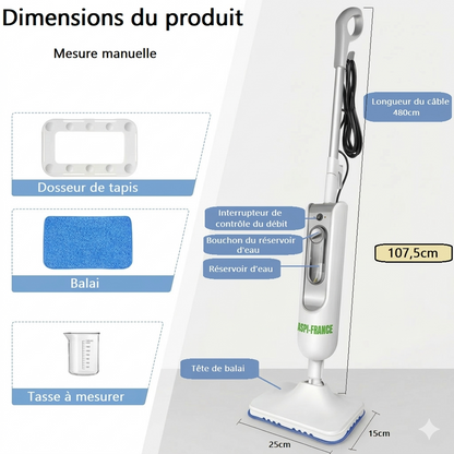 Balai vapeur CD-260 en utilisation sur carrelage | Aspi-France