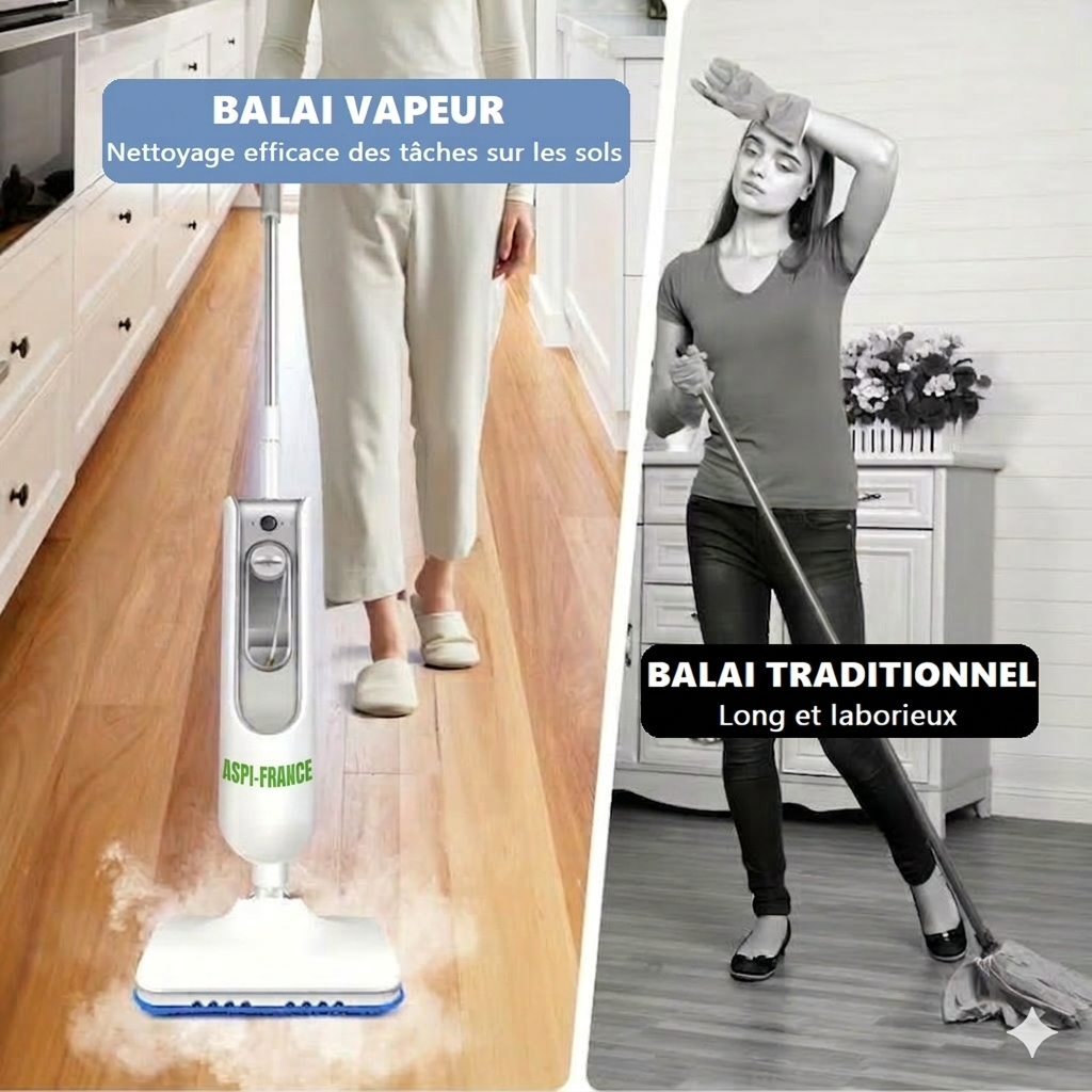 Balai vapeur CD-260 en utilisation sur carrelage | Aspi-France