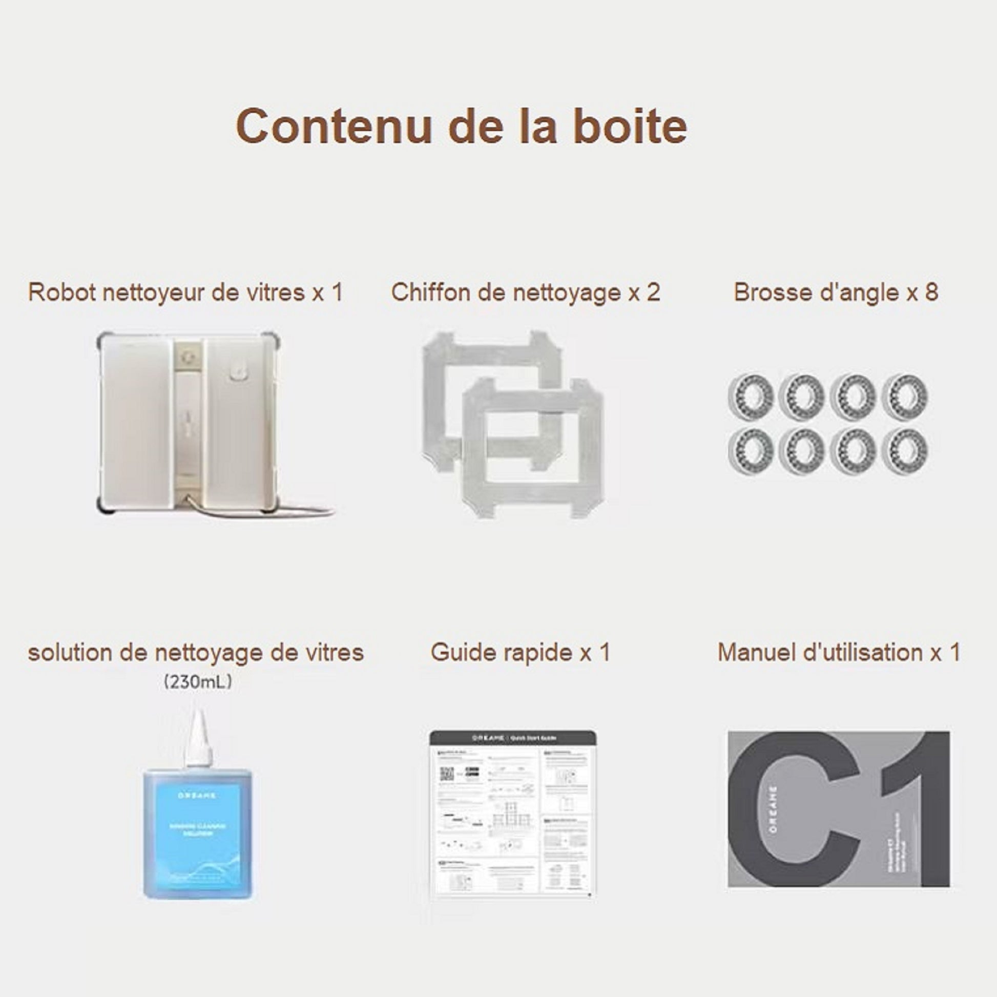 Présentation du contenu de la boite