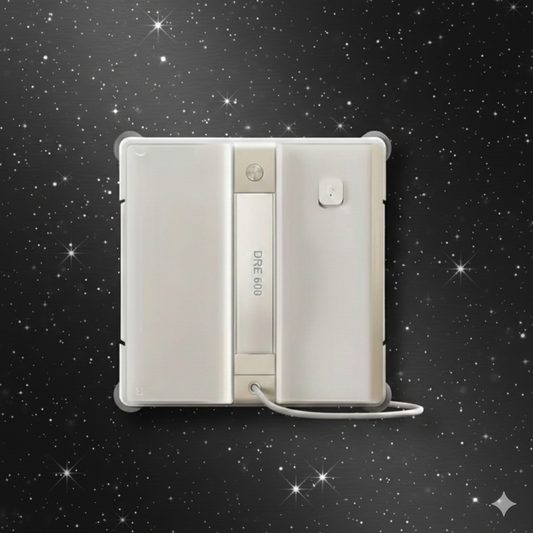 Robot lave-vitre sur fond noir scintillant