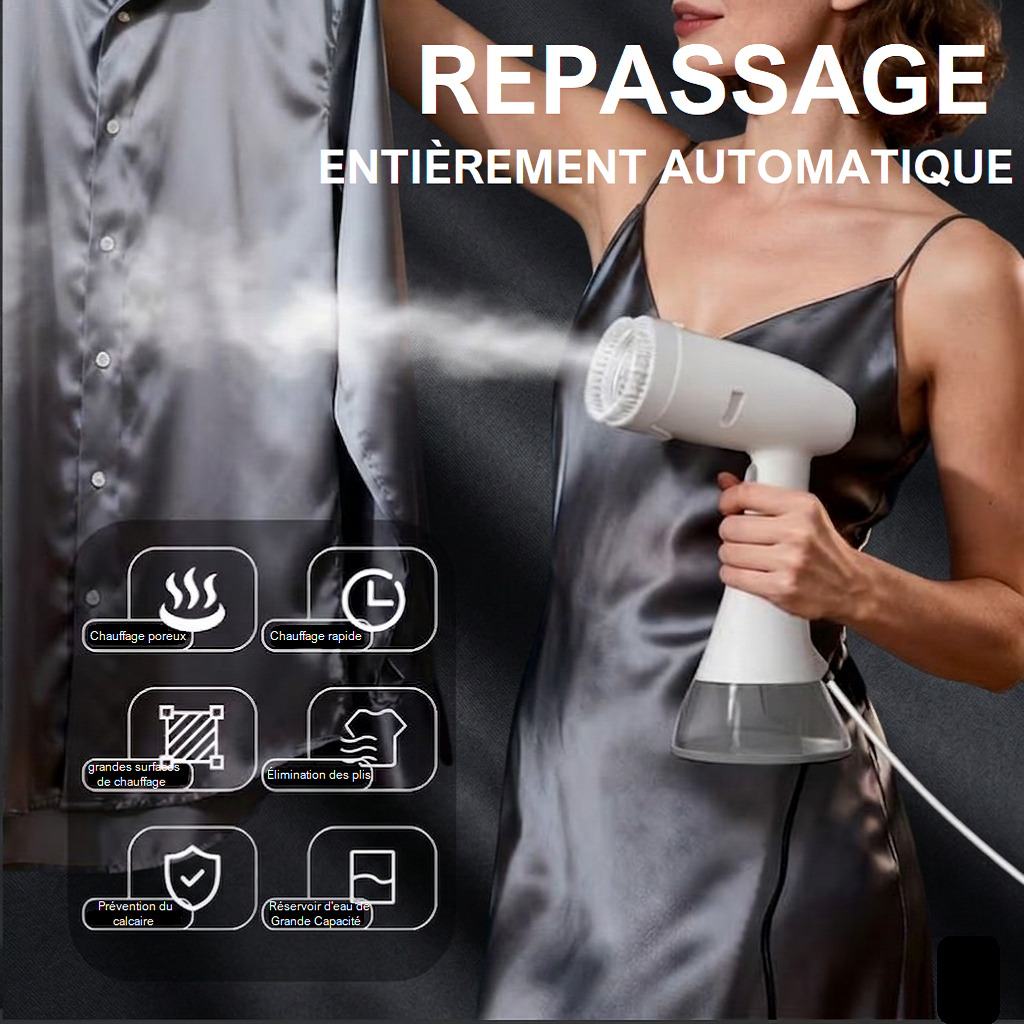 Défroisseur vapeur 1500W en utilisation sur vêtement | Aspi-France