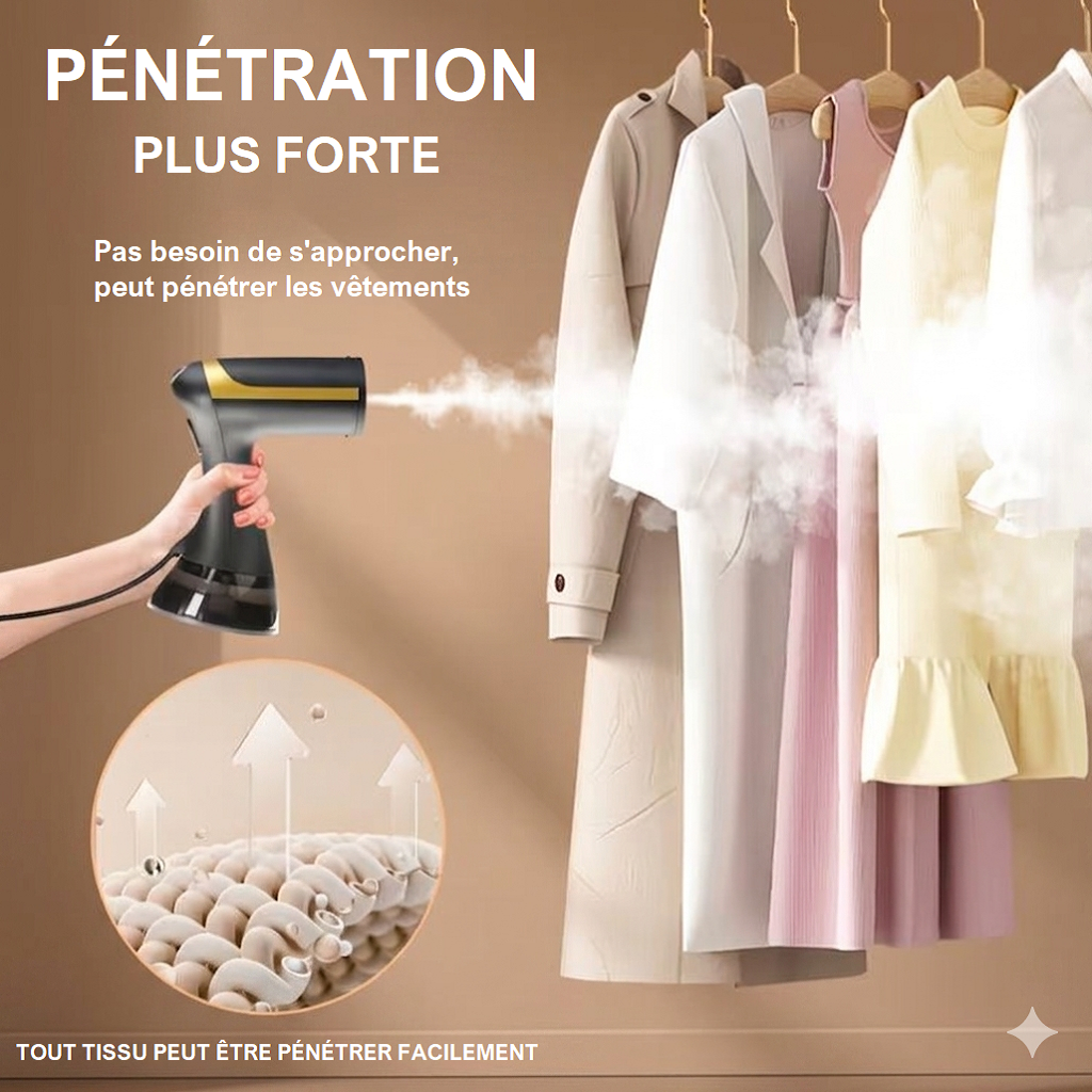Défroisseur vapeur 1500W en utilisation sur vêtement | Aspi-France