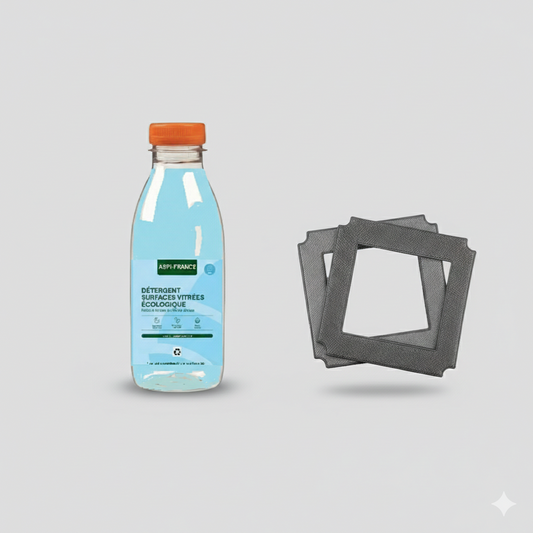Bouteille de détergent + lot de 2 fibres pour robot RLV