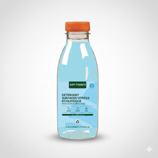 Présentation d'une bouteille de détergent pour vitres
