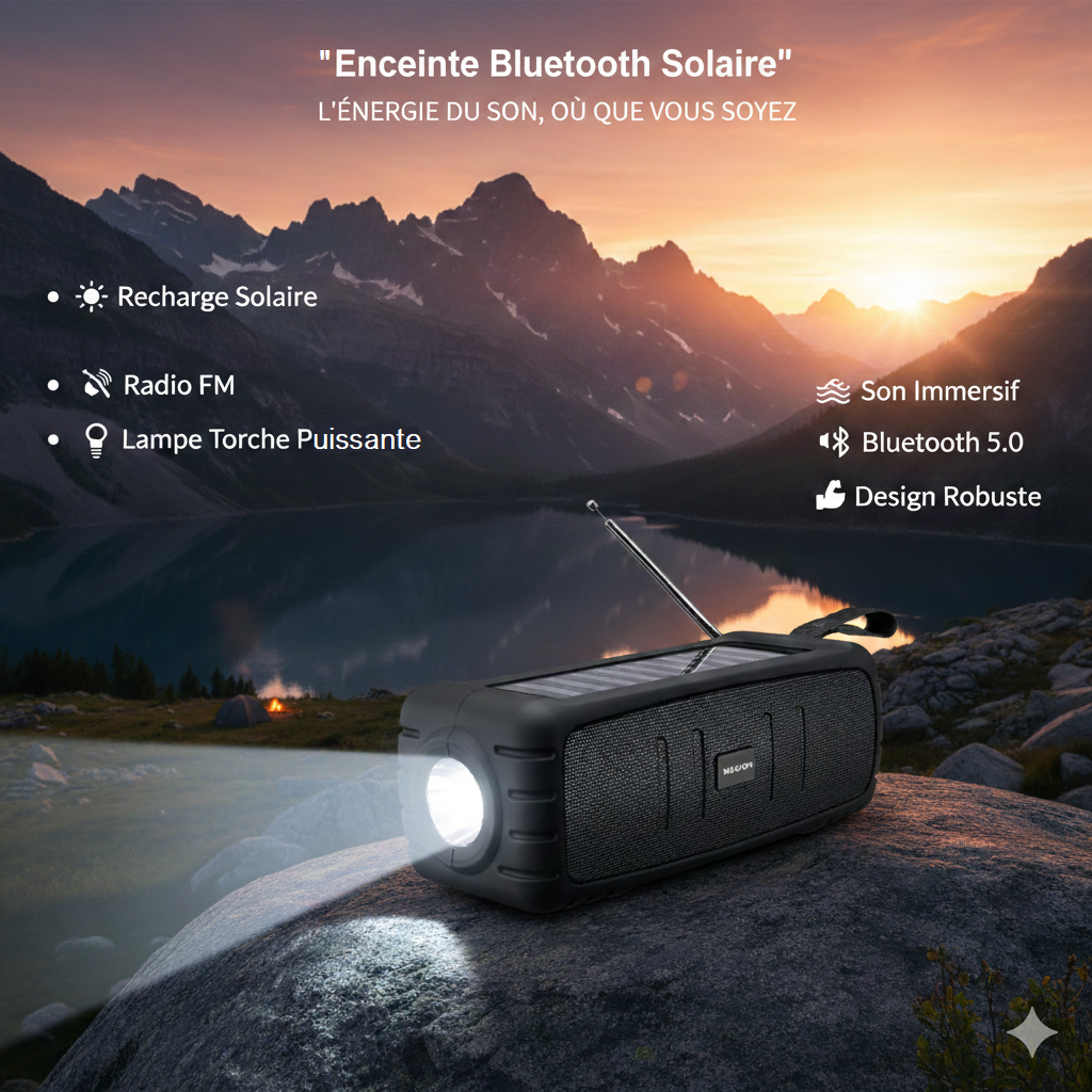 Enceinte Bluetooth solaire - vue principale