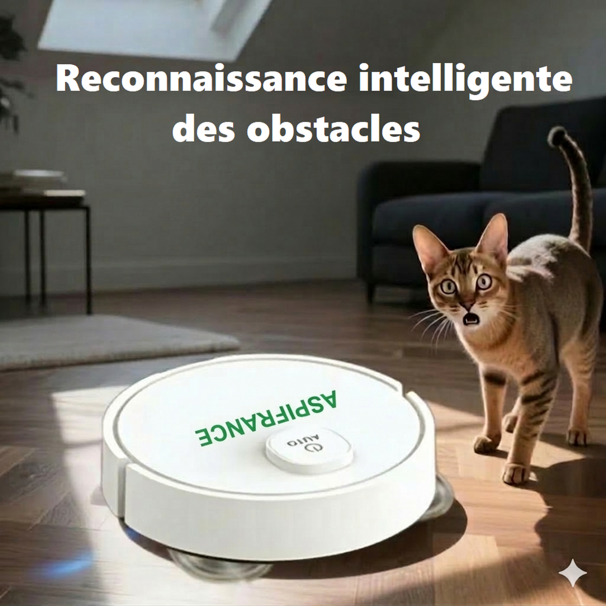 Mini robot aspirateur ED-27 en fonctionnement sur sol | Aspi-France