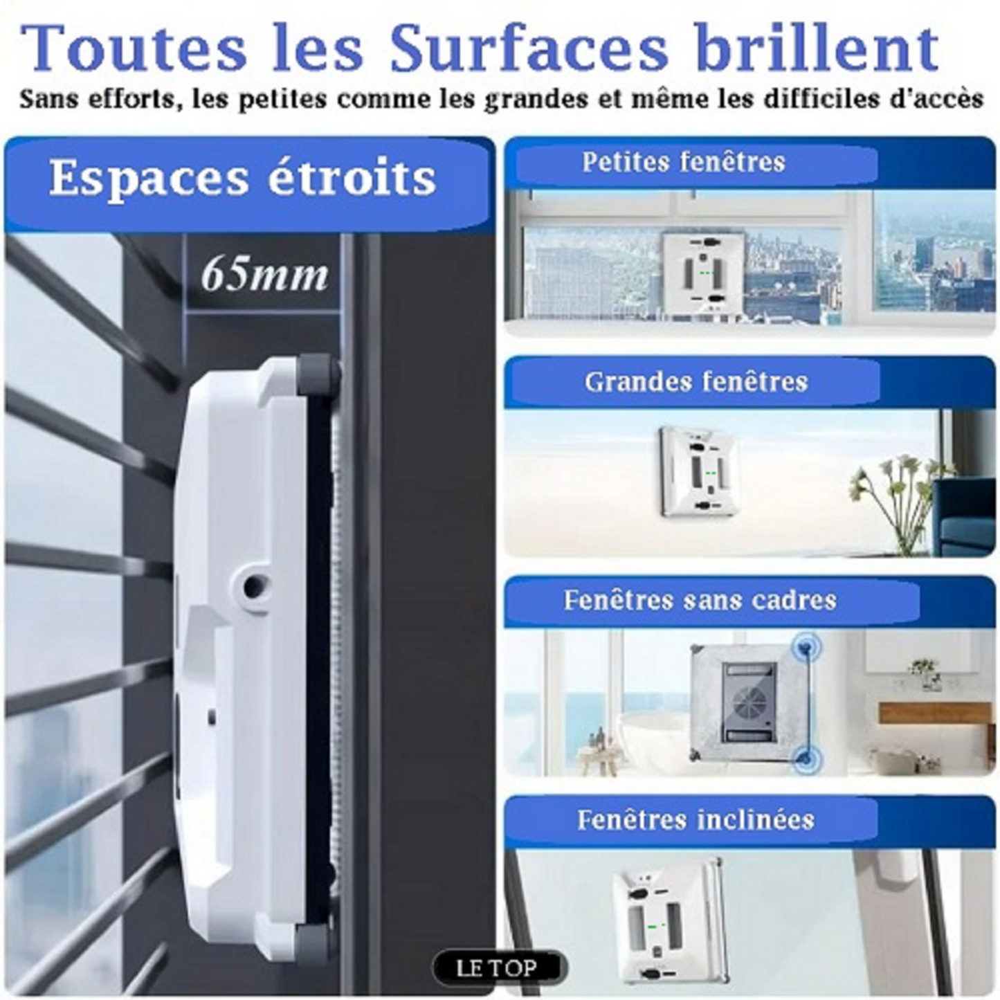 Utilisation facile du robot lave-vitre AMB-66 sur fenêtre avec télécommande sans fil