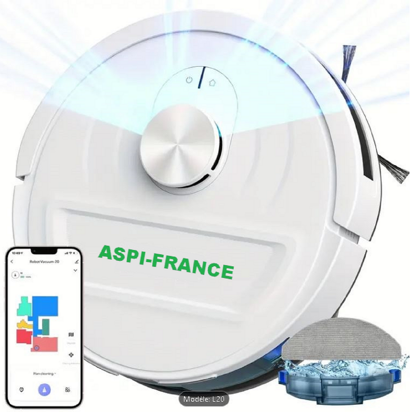 Robot Aspirateur/Laveur S9 - Présentation visuelle du robot sur fond blanc.