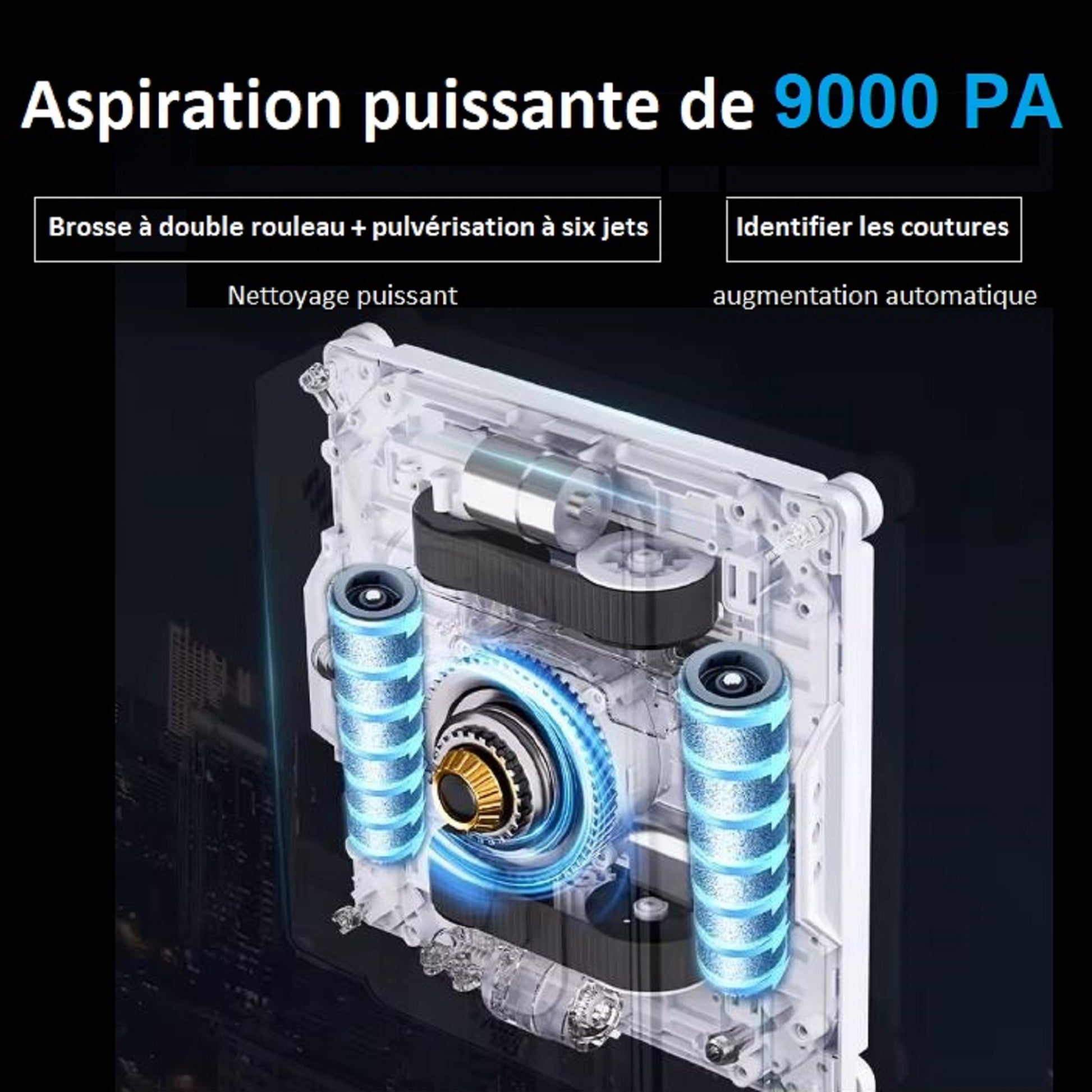 Robot Lave-Vitre EDC300 - Aspiration Puissante & Double Rouleau