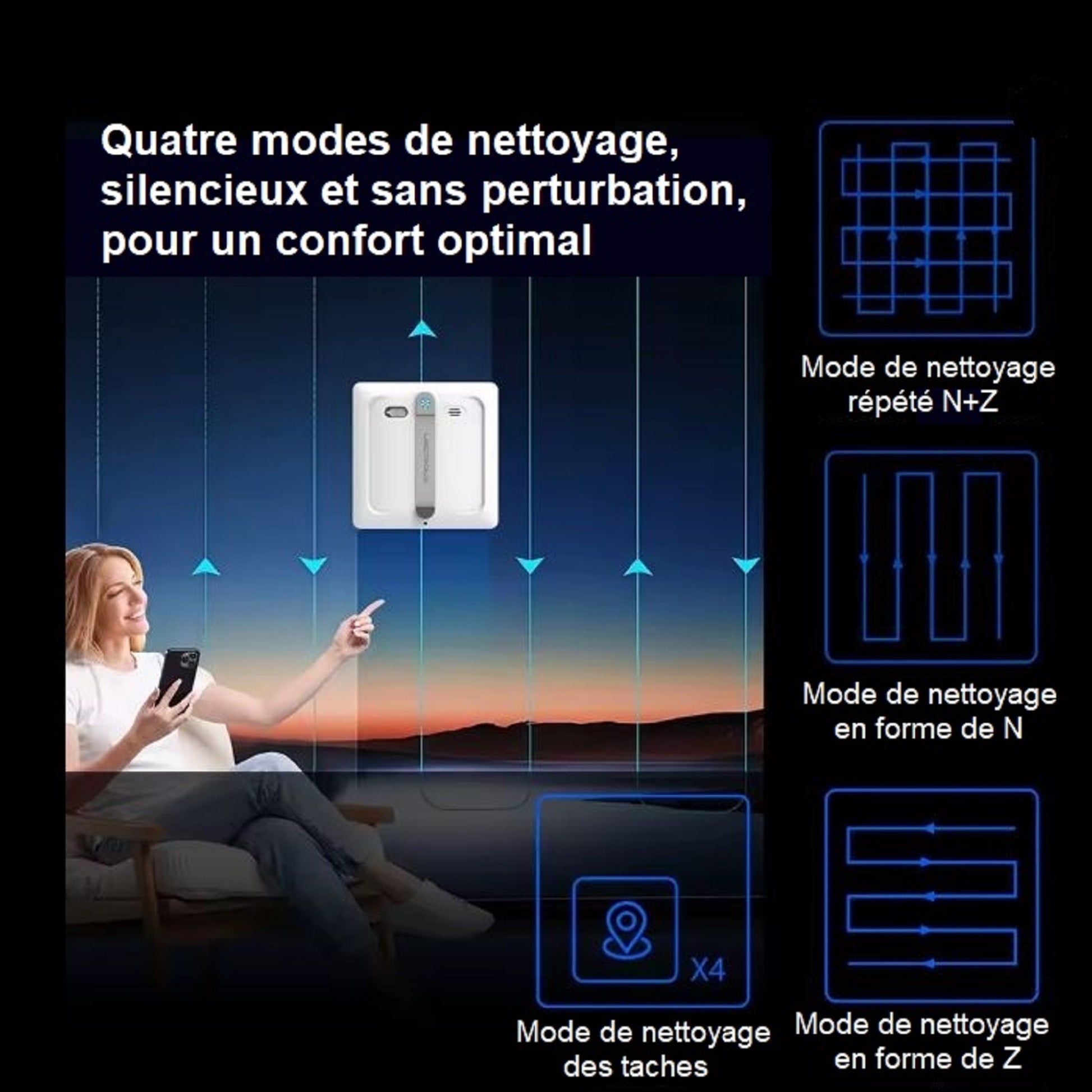 Robot Lave-Vitre EDC300 - Aspiration Puissante & Double Rouleau