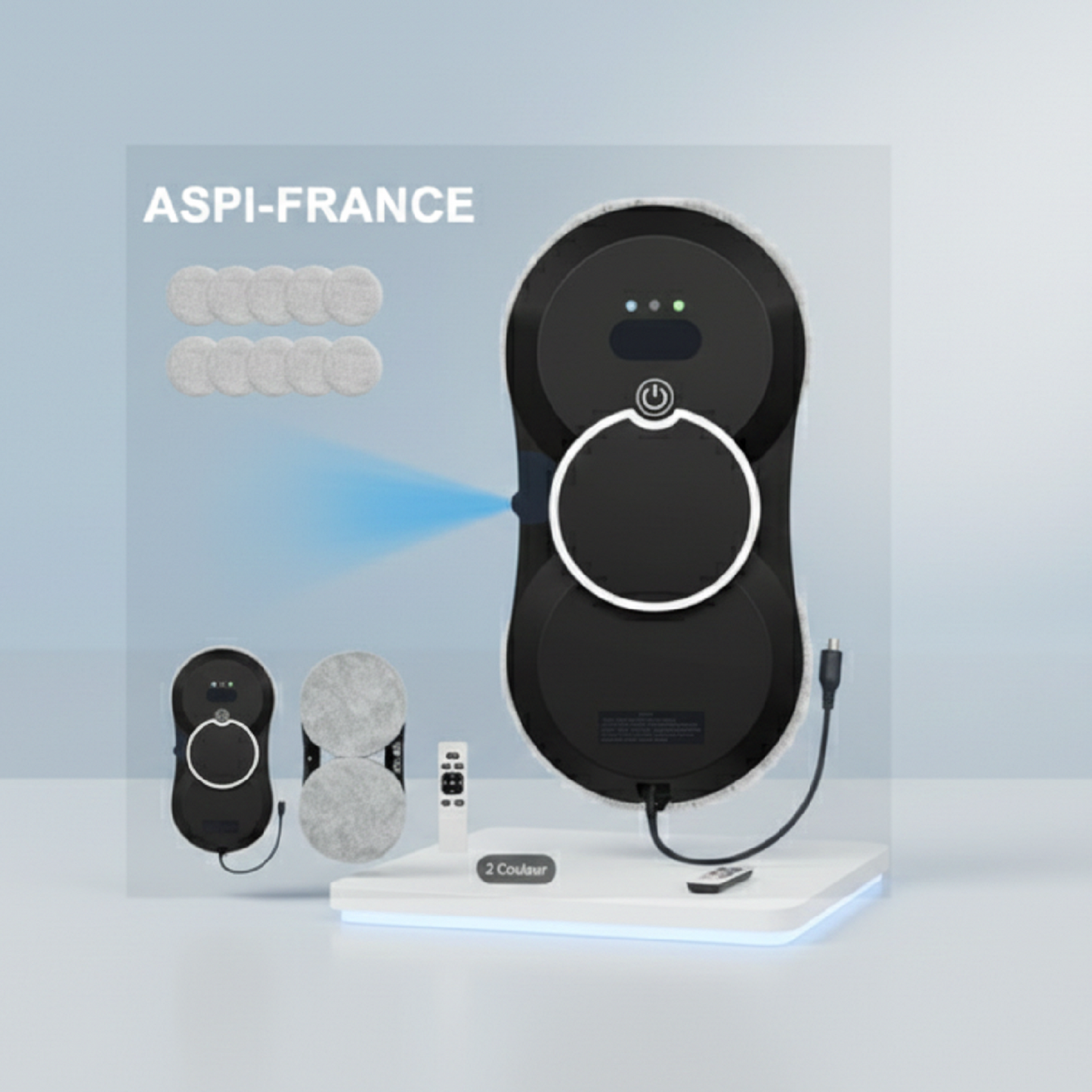 Robot Lave-vitre RLV-10 - présentation Robot, fibres, télécommande