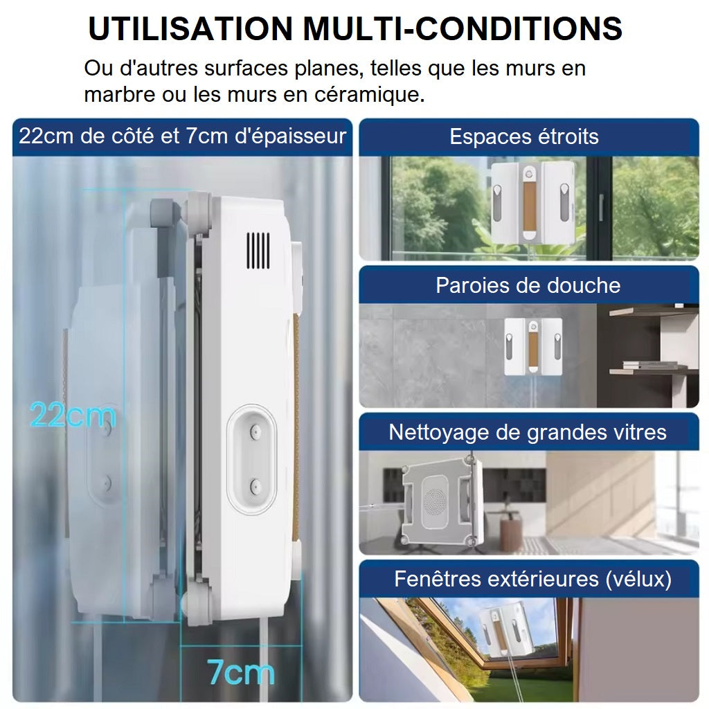 Robot lave-vitre AMG-10 - vue sur différents supports | Aspi-France