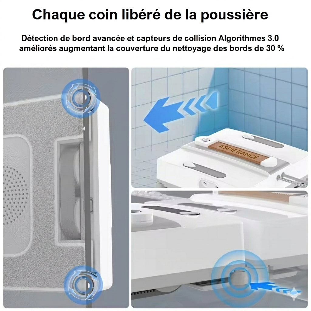 Robot lave-vitre AMG-10 - vue des capteurs de vide | Aspi-France