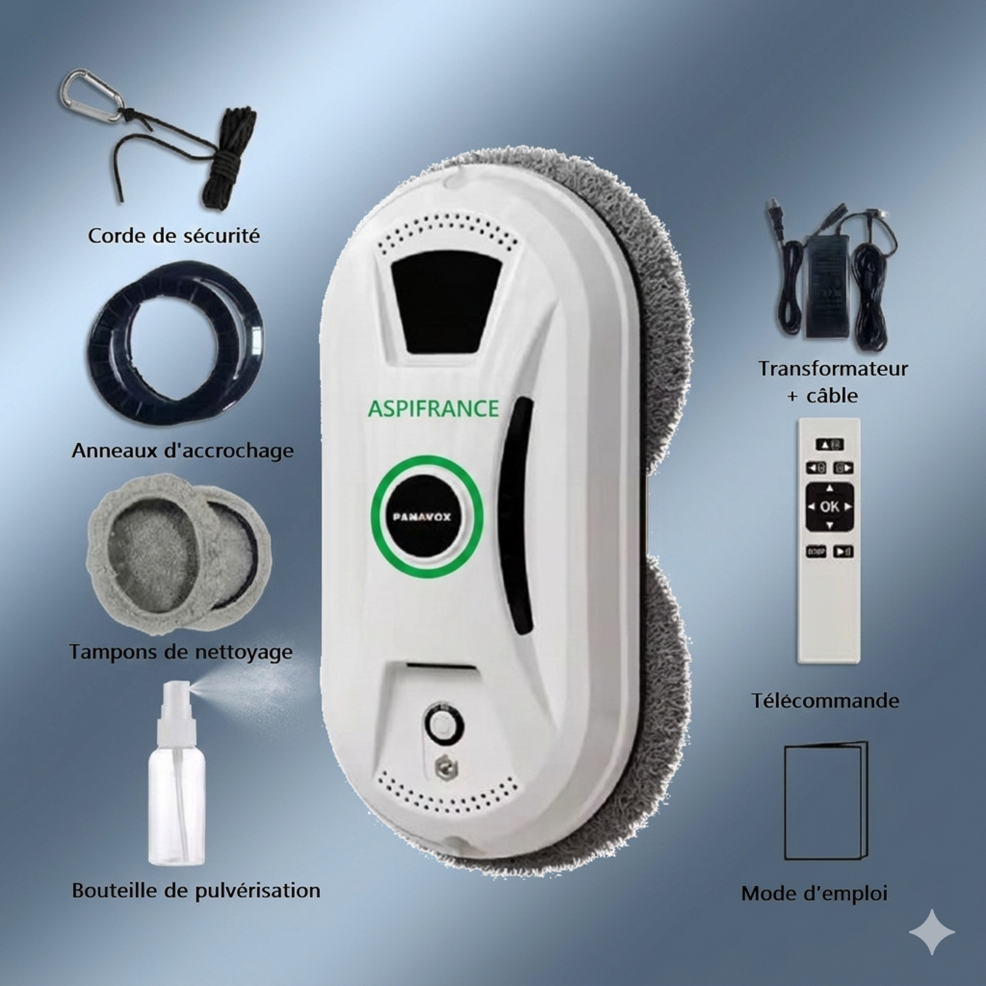 Robot lave-vitre RAL-05 sur vitre - nettoyage automatique | Aspi-France