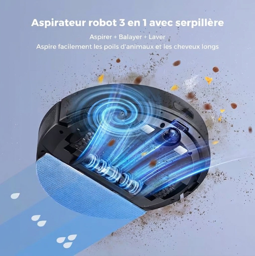 Robot Aspirateur Laveur SL68 – 3 en 1 | 7500 Pa | Wi-Fi & Serpillère | Aspi-France