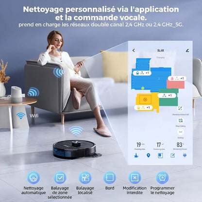 Robot Aspirateur Laveur SL68 – 3 en 1 | 7500 Pa | Wi-Fi & Serpillère | Aspi-France