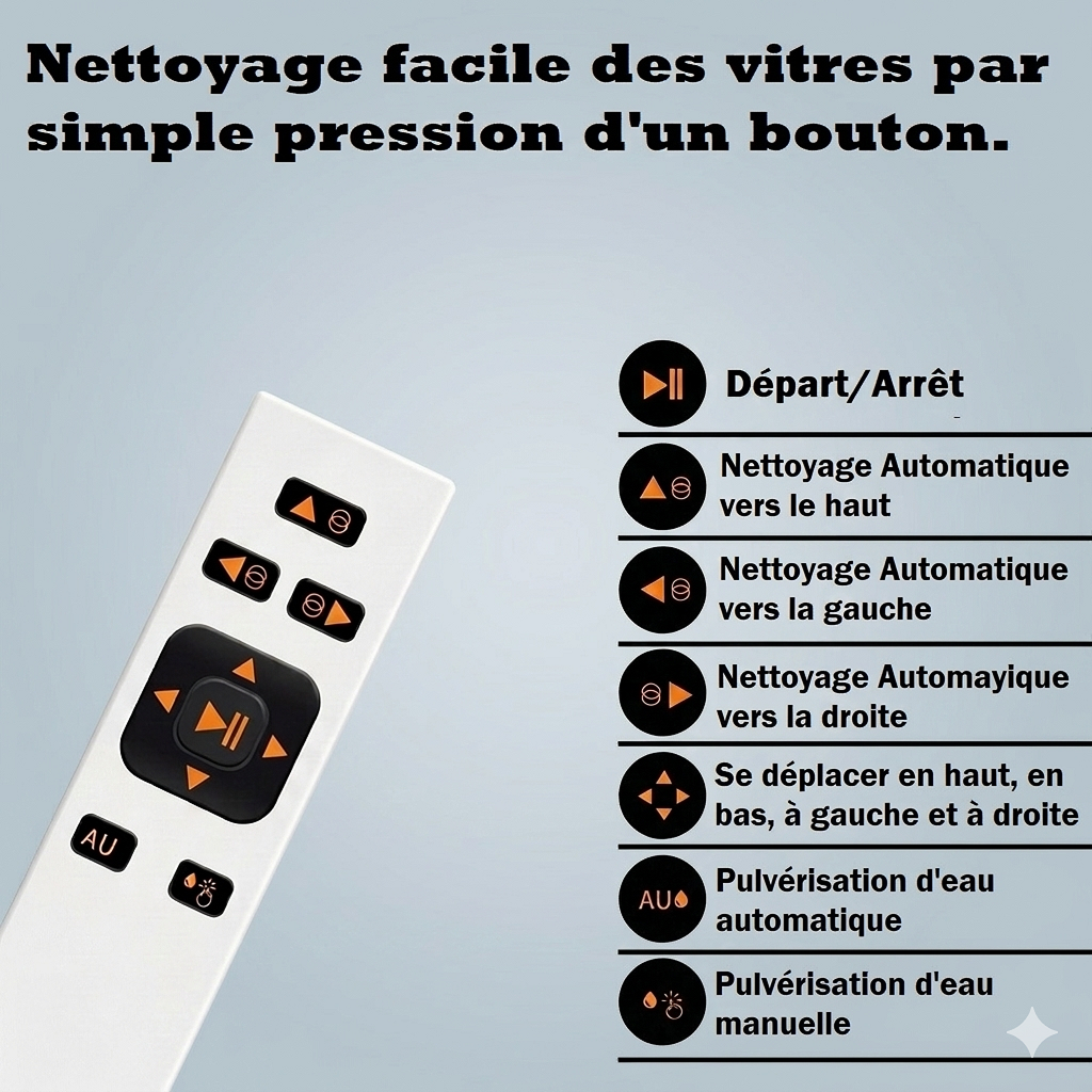 Télécommande compatible robots lave-vitre - détail boutons | Aspi-France