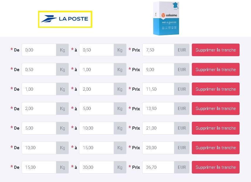 La poste tarifs